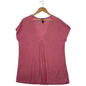 Eileen Fisher Woman Sweater Womens 1X Pink Hemp Lightweight Lagenlook Cottage